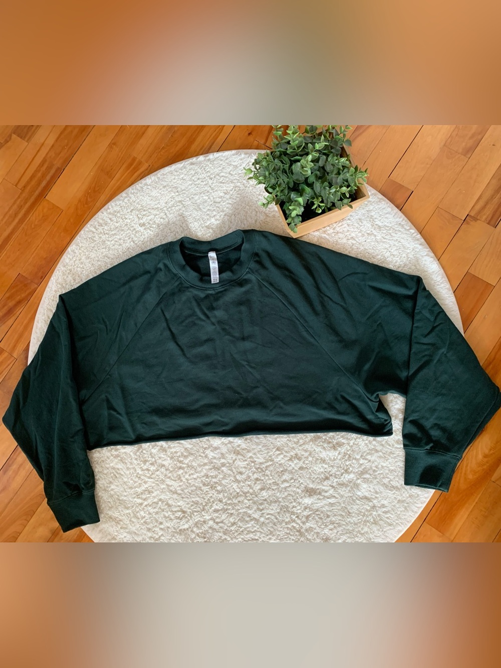 ALO Yoga Dark Green Cropped Crewneck Sweatshirt
